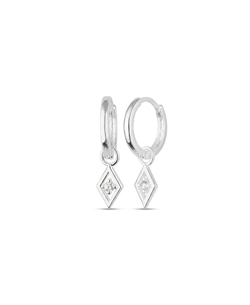 Серьги Spero London Sterling Silver Rhombus Pave Spike Drop