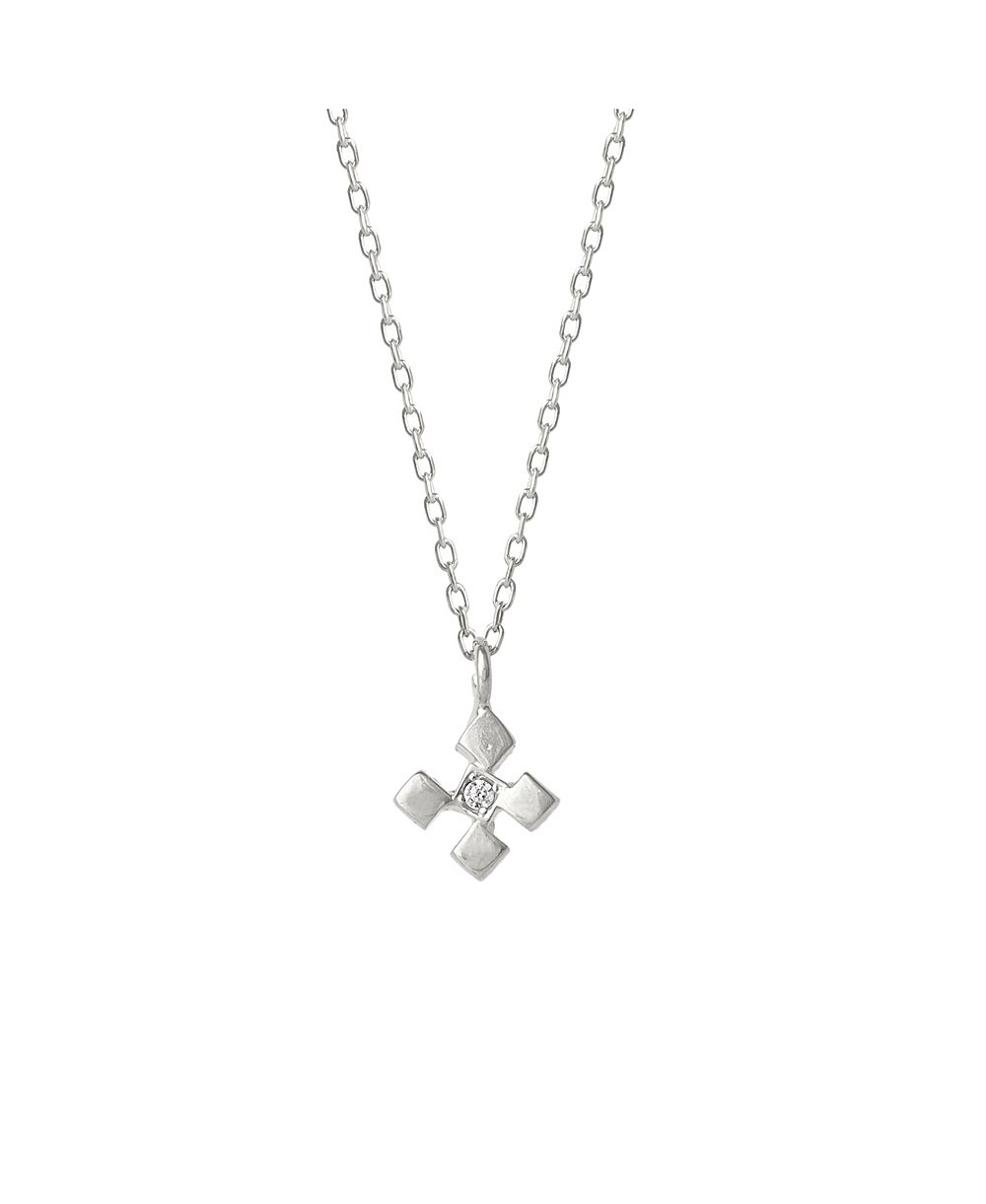 Spero London Four Cube Blocks Natural Textured Sterling Silver Authentic Pendant Necklace