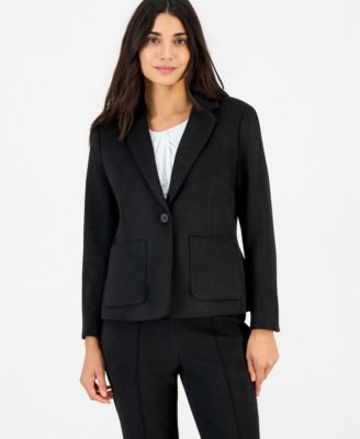 Anne Klein Essentials женская куртка Petite из искусственной замши на одной пуговице с накладными карманами