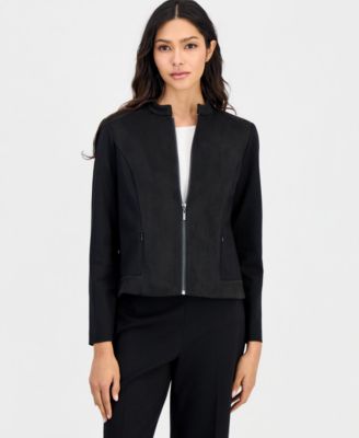 Женская куртка Anne Klein Essentials Petites Scuba Zip-Front Moto
