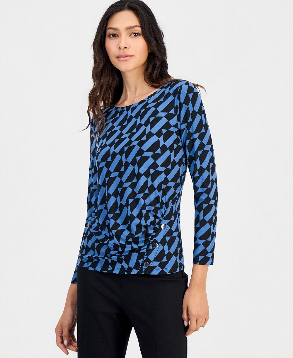 Anne Klein Essentials Petite блузка с принтом и вырезом лодочка, Petite