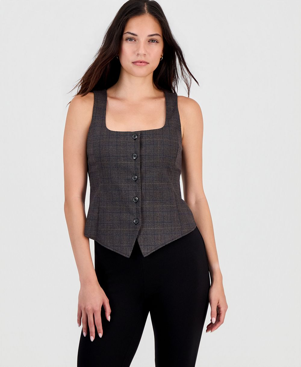 Bar III Женский жилет в клетку Glen Plaid