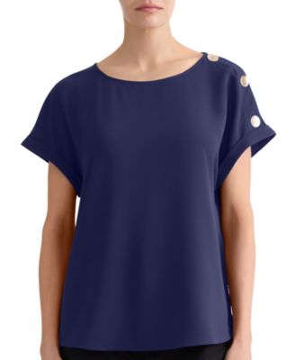Jones New York Plus Size топ с коротким рукавом и круглым вырезом