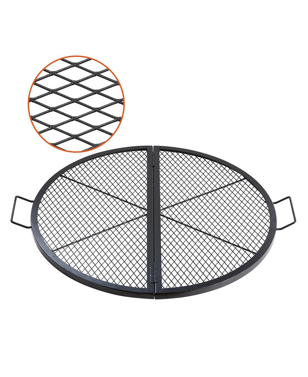 COZITO X-Marks Fire Pit Grill Grate, Foldable 36 inches Round Q235 Steel Cooking Grid with Handle