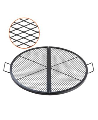 COZITO X-Marks Fire Pit Grill Grate, Foldable 36 inches Round Q235 Steel Cooking Grid with Handle