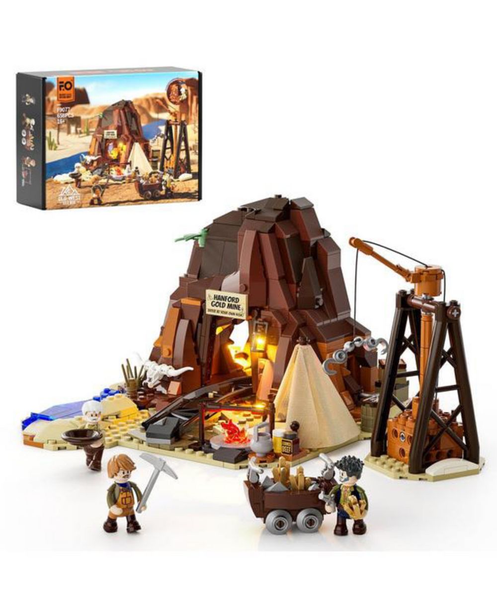 Набор строительных кирпичиков Wild West Gold Mine Lighting, 658 шт. - Игровой набор Western Prospector s Dig Entrance Mining для взрослых и подростков