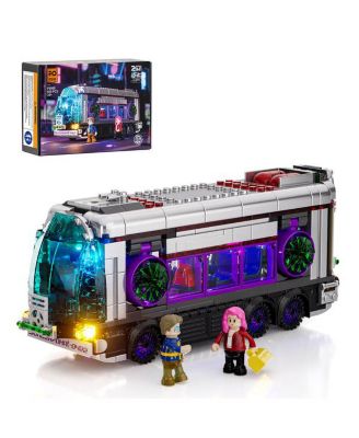 Lumibricks 2 in 1 Future-Bus Lighting Building Bricks Set Cyberpunk City Future Vehicle LED Light Car Model Display Set 605 Pcs For Sci-fi Lovers