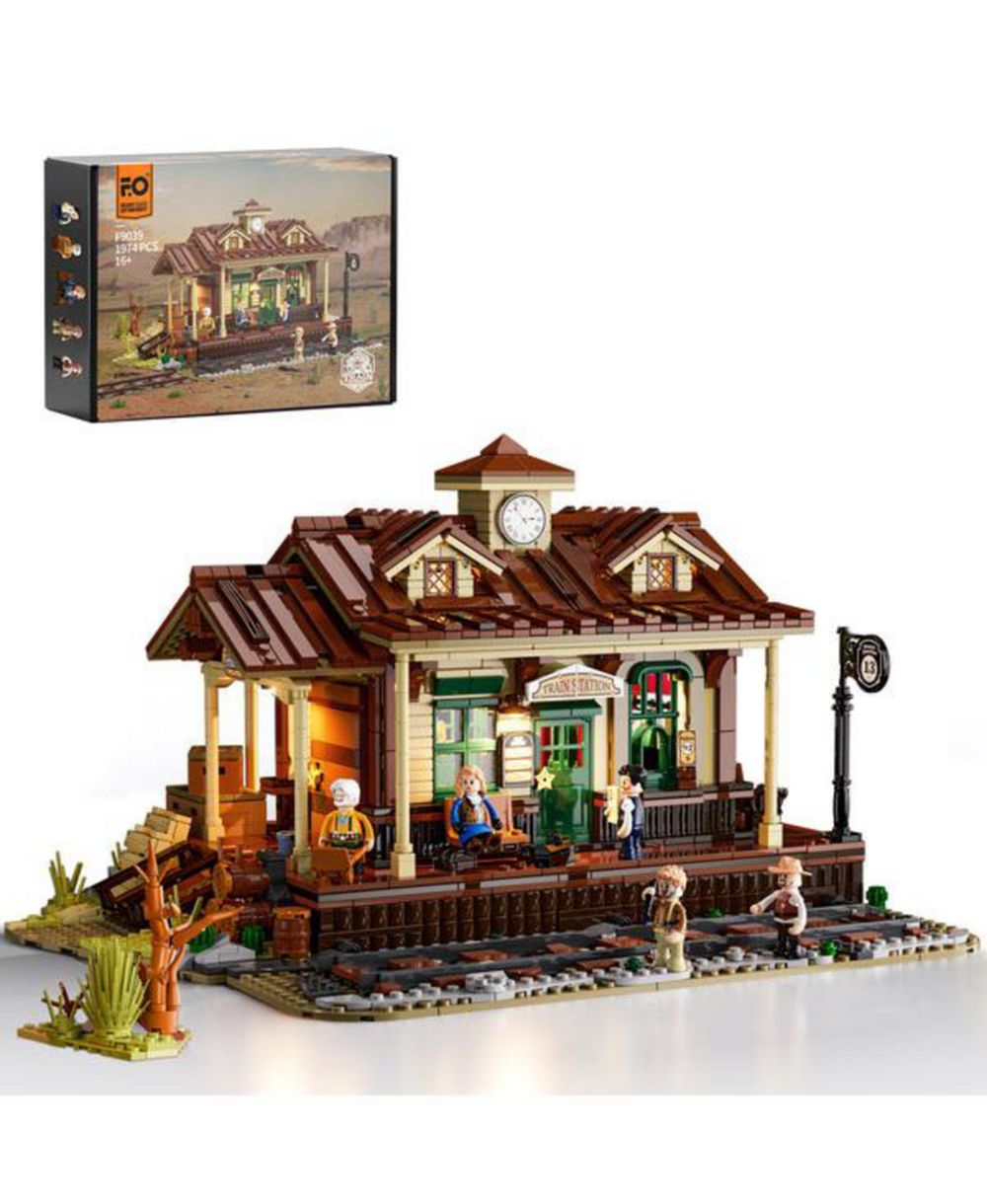 Набор конструктора 1843 PC Western Train Station Steampunk LED Light для взрослых и подростков