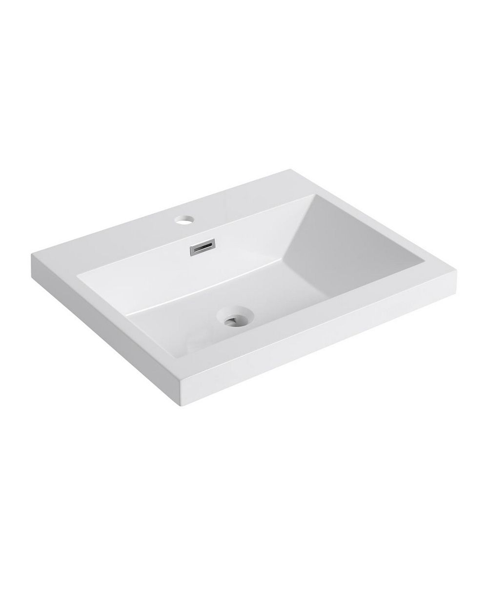 Sillysis Modern Resin Bathroom Sink Top, Rectangular Above Counter Basin, Durable Easy Clean Vanity Sink, Multiple Sizes for Contemporary Spaces