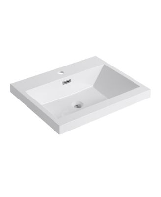 Sillysis Modern Resin Bathroom Sink Top, Rectangular Above Counter Basin, Durable Easy Clean Vanity Sink, Multiple Sizes for Contemporary Spaces
