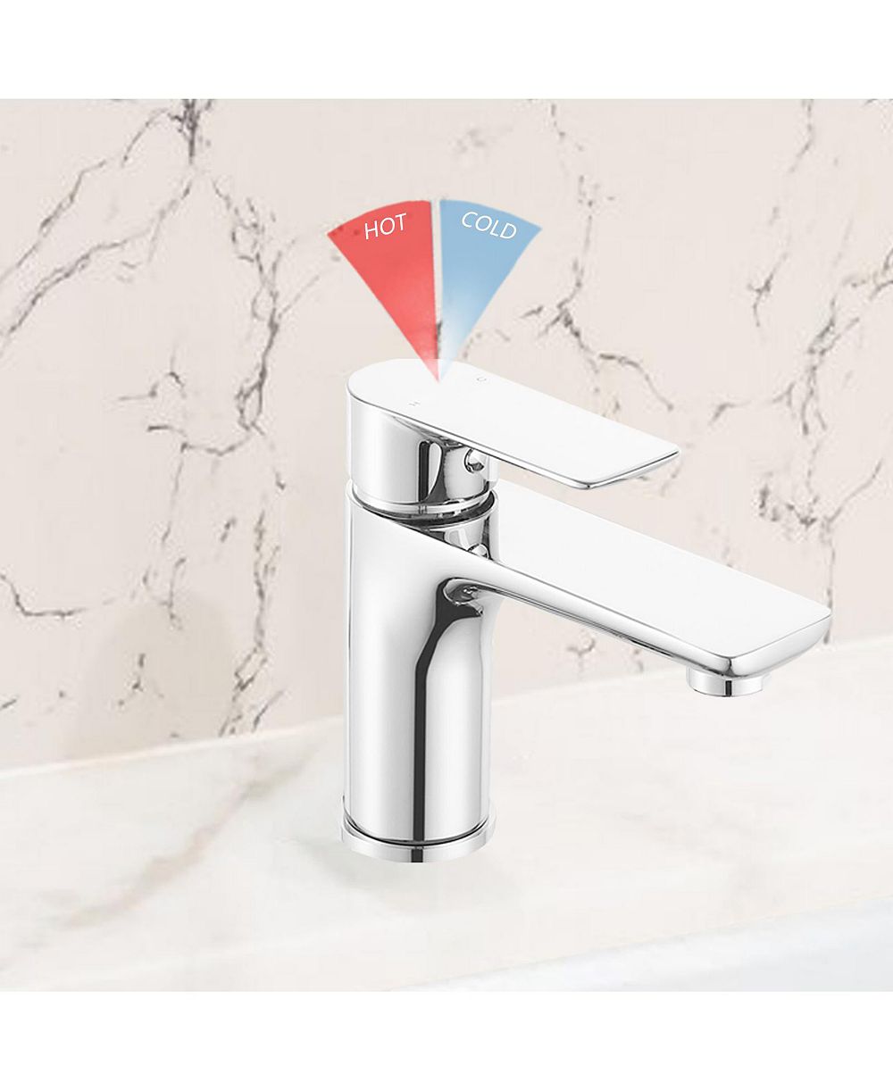 PHYING Chrome Single Handle Lavatory Basin Sink Faucet - Brass Bathroom Sink Faucet Hot and Cold
