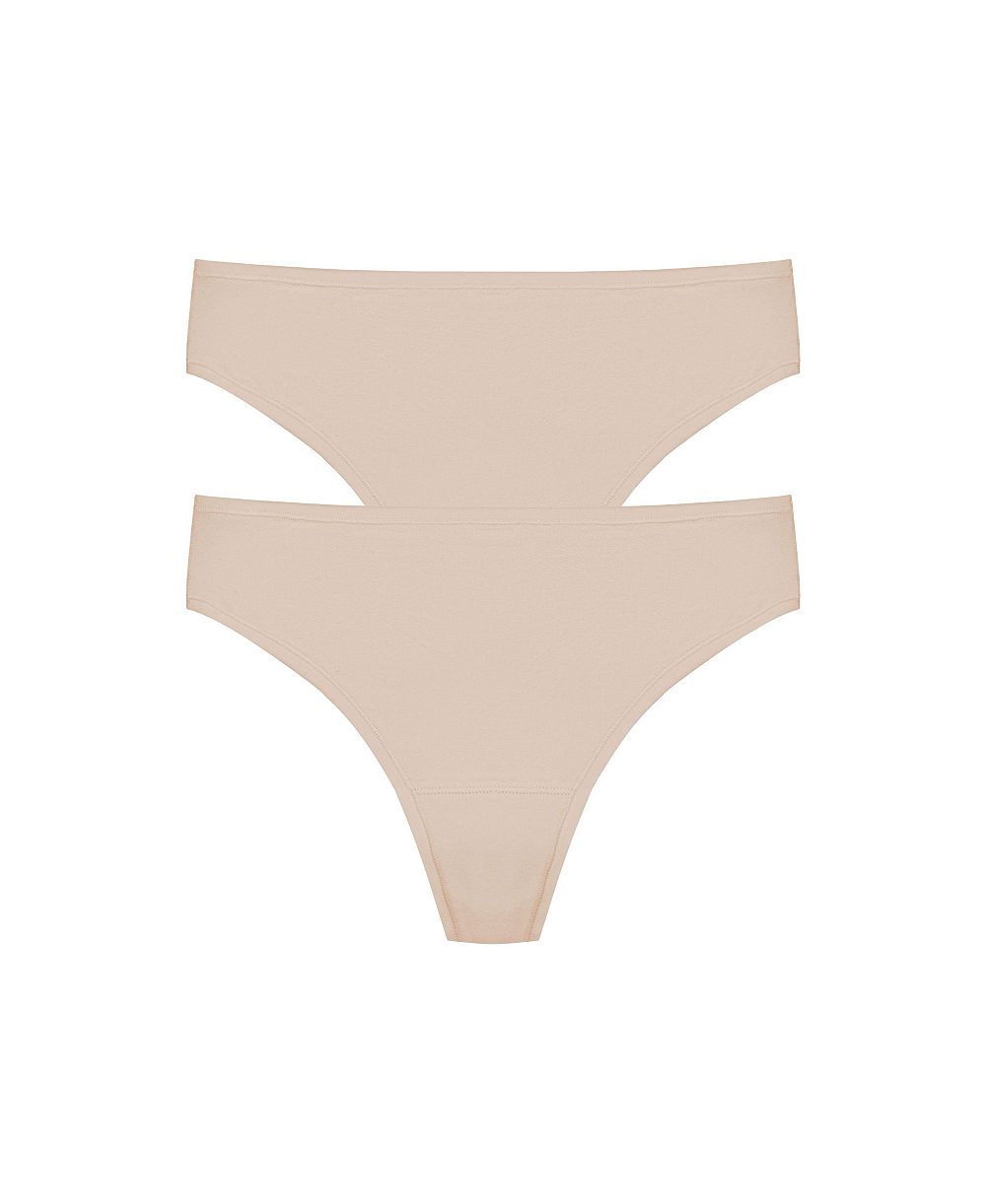 Natori Women's Bliss Bare Cotton Thong 2-Pack