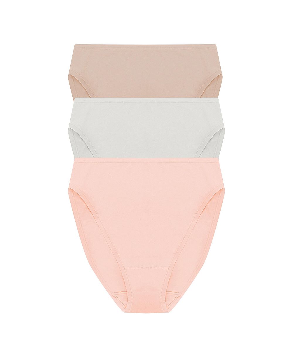 Natori Women's Bliss Bare Cotton High Cut Brief 3-Pack