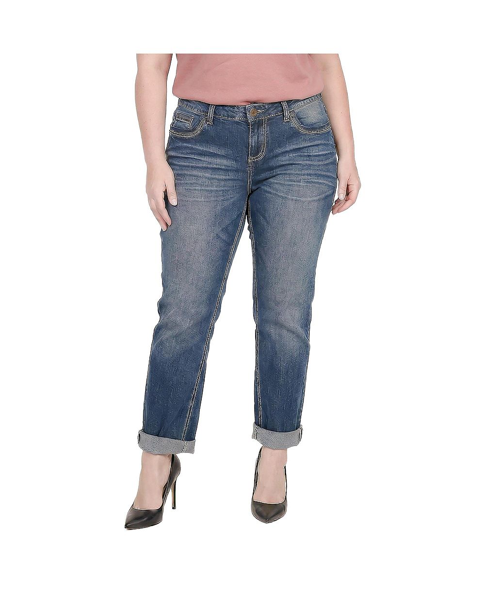 Standards & Practices Plus Size Distressed Boyfriend Women's Jeans