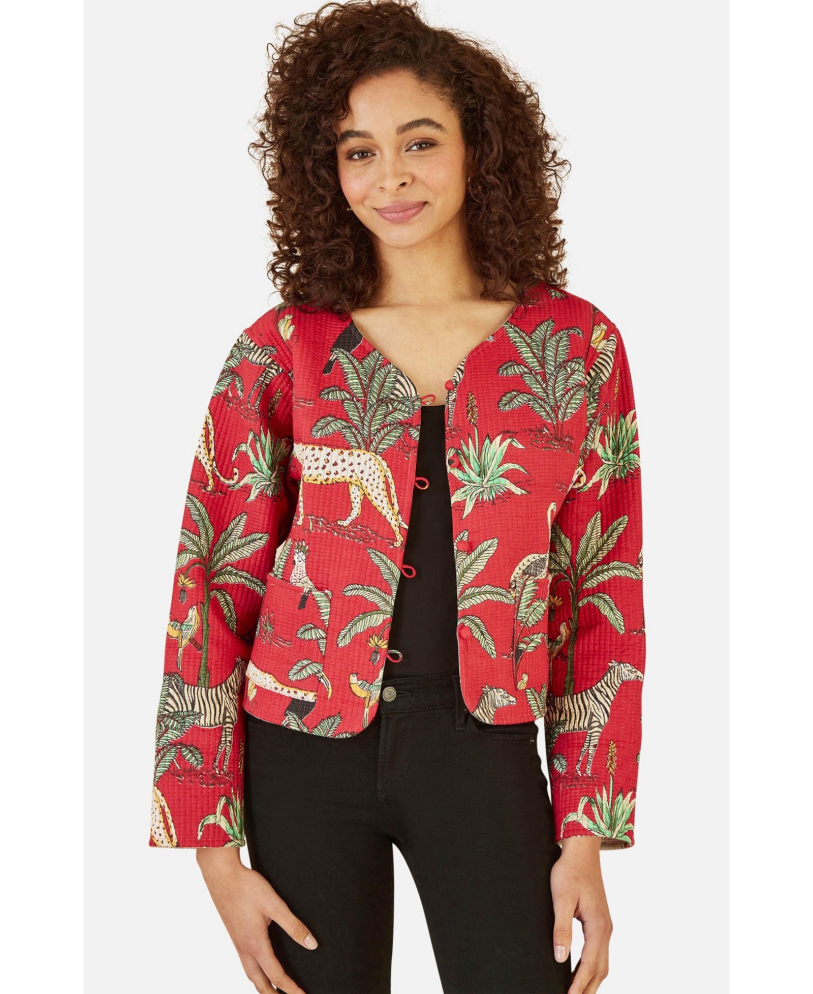 Женская укороченная стеганая куртка Yumi Animal Reversible Cropped Quilted Jacket