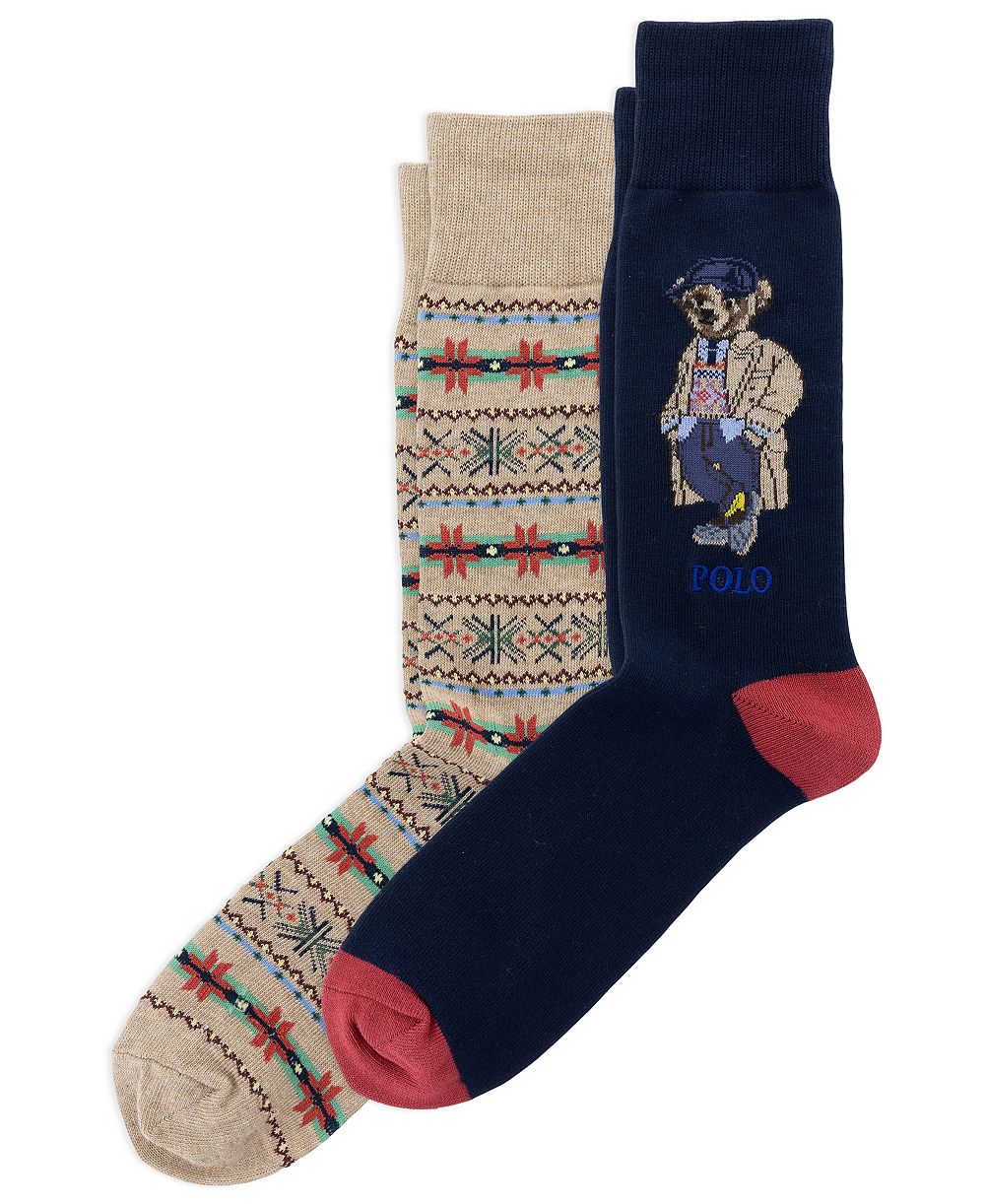 Polo Ralph Lauren мужские носки с узором Фейр-Айл Litchfield Bear, 2 пары