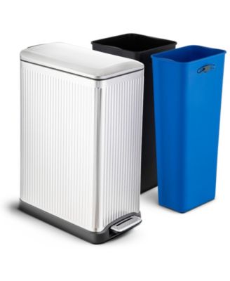 Мусорное ведро для кухни Home Zone Living 13 Gallon Dual Compartment с педалью, мягким закрытием и корпусом из нержавеющей стали