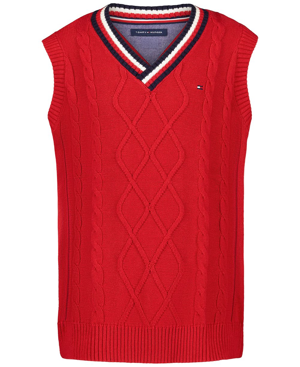 Tommy Hilfiger Boys' 8-20 Cable V-Neck Sweater Vest, Created for Macy's