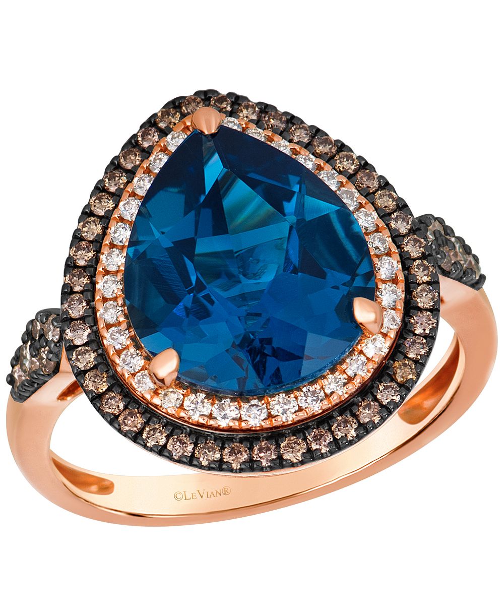 Кольцо Le Vian Deep Sea Blue Topaz и Diamond в 14k Strawberry Gold