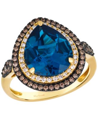 Yellow Gold/Blue Topaz