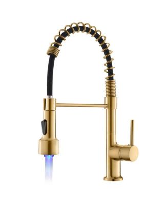 PHYING Commercial LED Kitchen Faucet with Pull Down Sprayer, Single Handle Single Lever Kitchen Sink Faucet