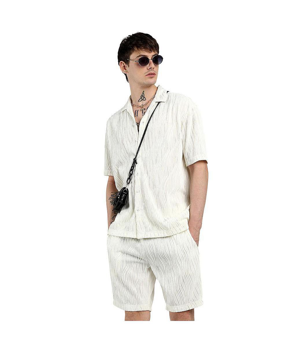 Мужской комплект Campus Sutra Ivory White Self-Design Wave