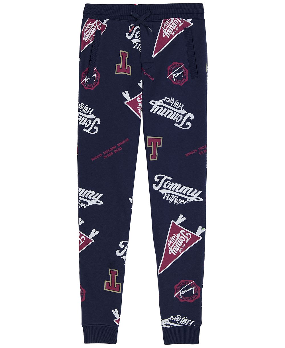 Tommy Hilfiger Boys' 8-20 Collegiate AOP Allover-Print Pull-On Ribbed-Cuff Joggers