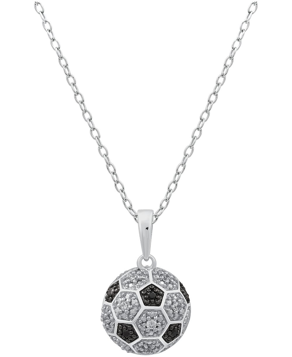 Подвеска-кулон Macy's Black Diamond (0.03 ct. t.w.) & White Diamond (0.07 ct. t.w.) Soccer Ball в стерлинговом серебре