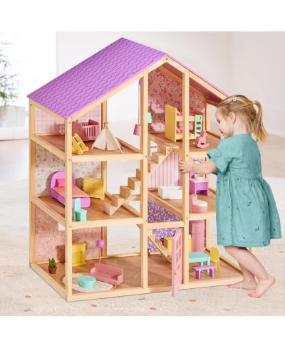 Деревянный кукольный домик Tiny Land для девочек с аксессуарами