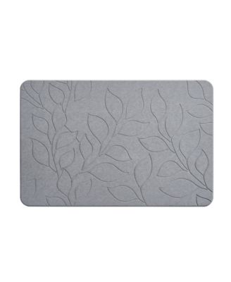 VCNY Home Carved Leaves Diatomite Stone Bath Mat, 16" x 24"