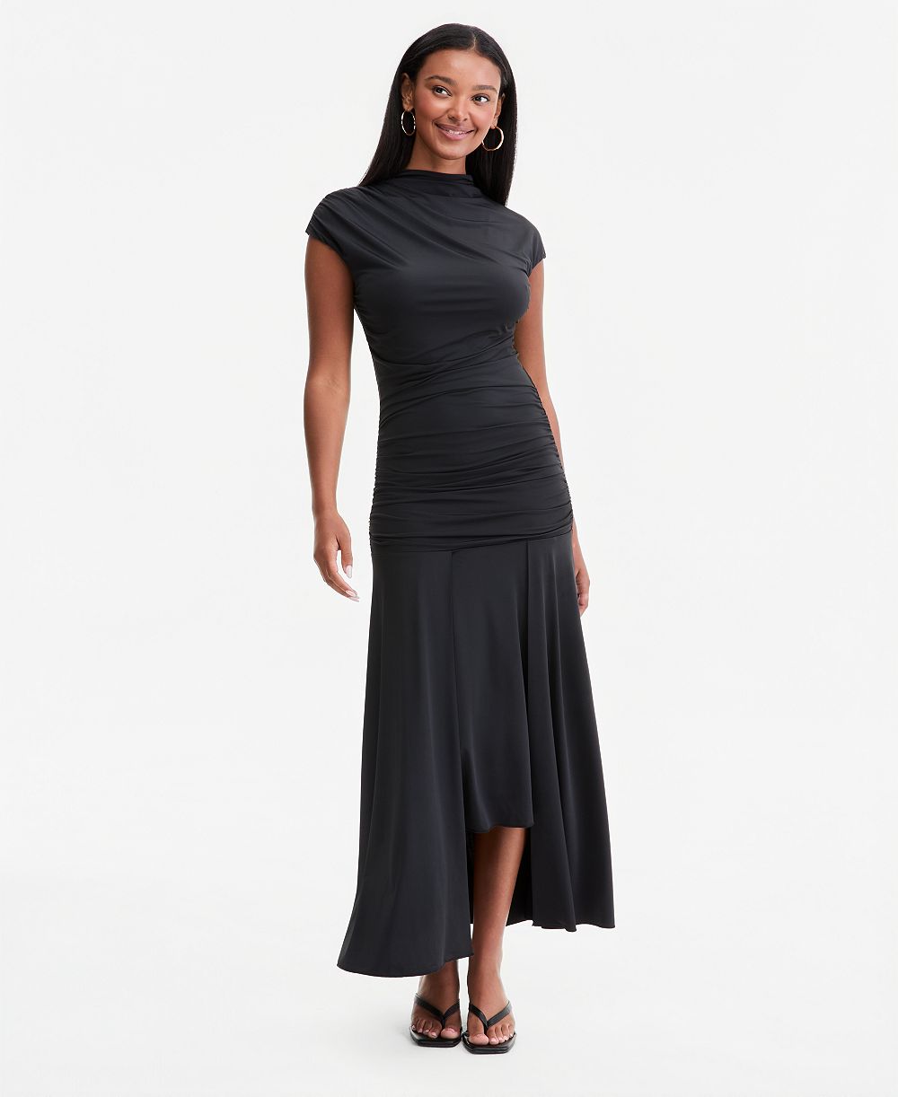 Bar III Women's Ruched Cap-Sleeve Midi Dress, Macy's Exclusive