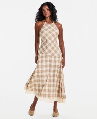 Женское асимметричное платье And Now This Cotton Plaid Cami-Strap