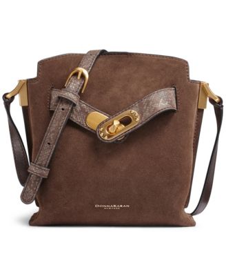 Donna Karan New York маленькая сумка-кроссбоди Bridgehampton из замши с принтом питона