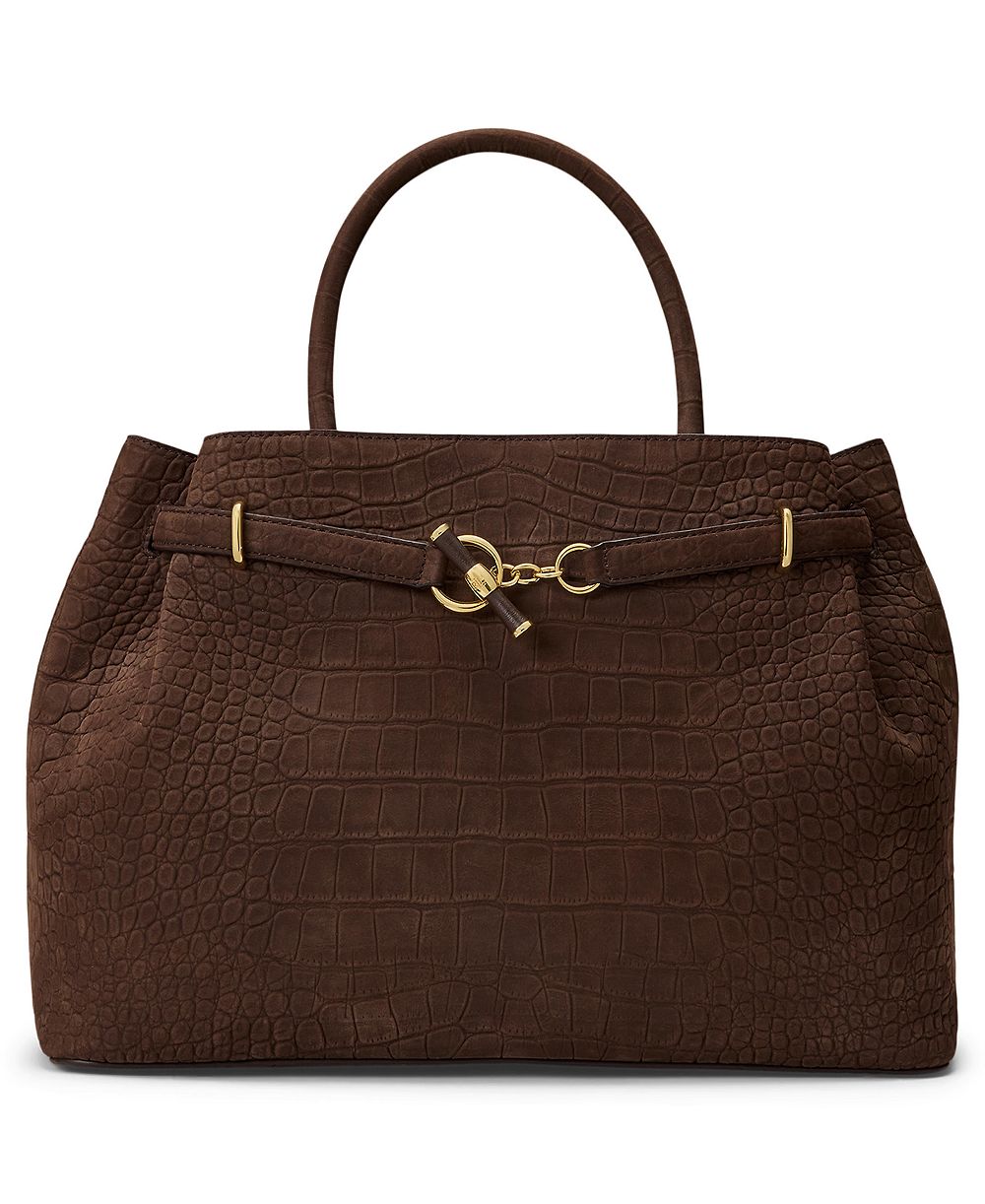 Lauren Ralph Lauren Embossed Nubuck Large Blaike Satchel Bag
