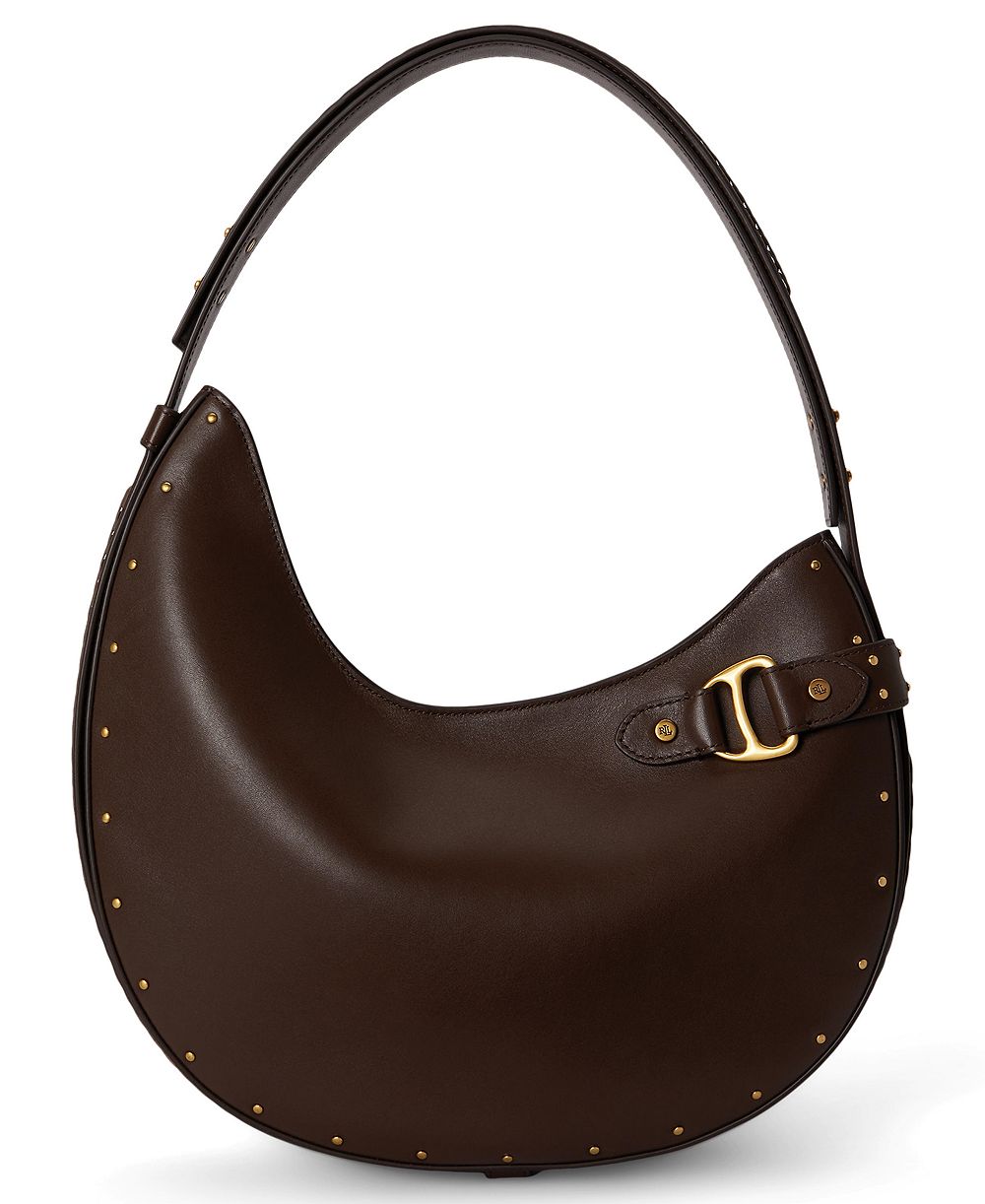 Lauren Ralph Lauren Tasha Studded Leather Medium Shoulder Bag