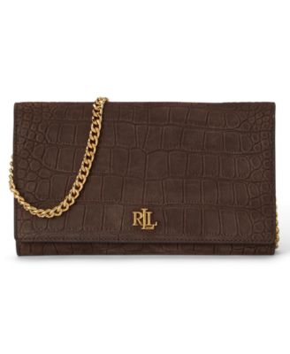 Lauren Ralph Lauren Crocodile-Embossed Medium Adair II Leather Crossbody Wallet