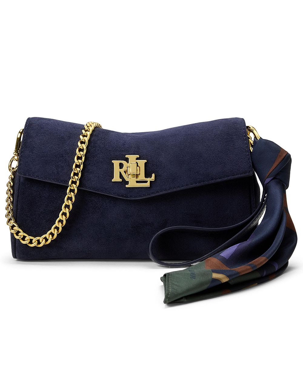Маленькая кросс-боди сумка Lauren Ralph Lauren из замши с отделкой шарфом