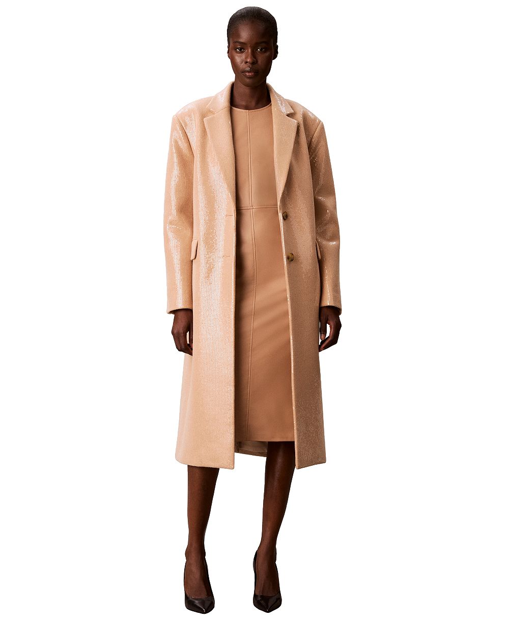 Calvin Klein Women's Two-Button Sequined Coat