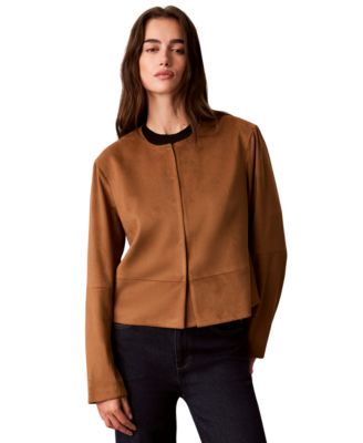 Calvin Klein женская укороченная куртка с круглым вырезом из искусственной замши