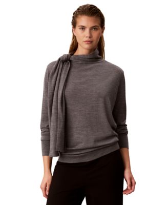 Женский длинный свитер Calvin Klein с длинным рукавом и завязками на шее