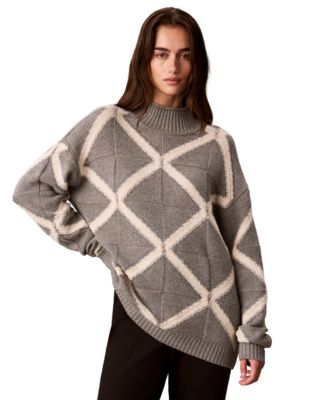 Женский свитер Calvin Klein с горлом и сетчатой строчкой
