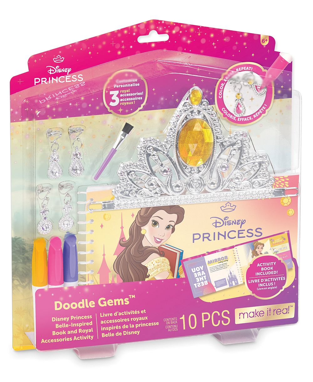 Make It Real Набор для творчества Doodle Gems Disney Princess Belle с книгой и королевскими аксессуарами, от 6 лет