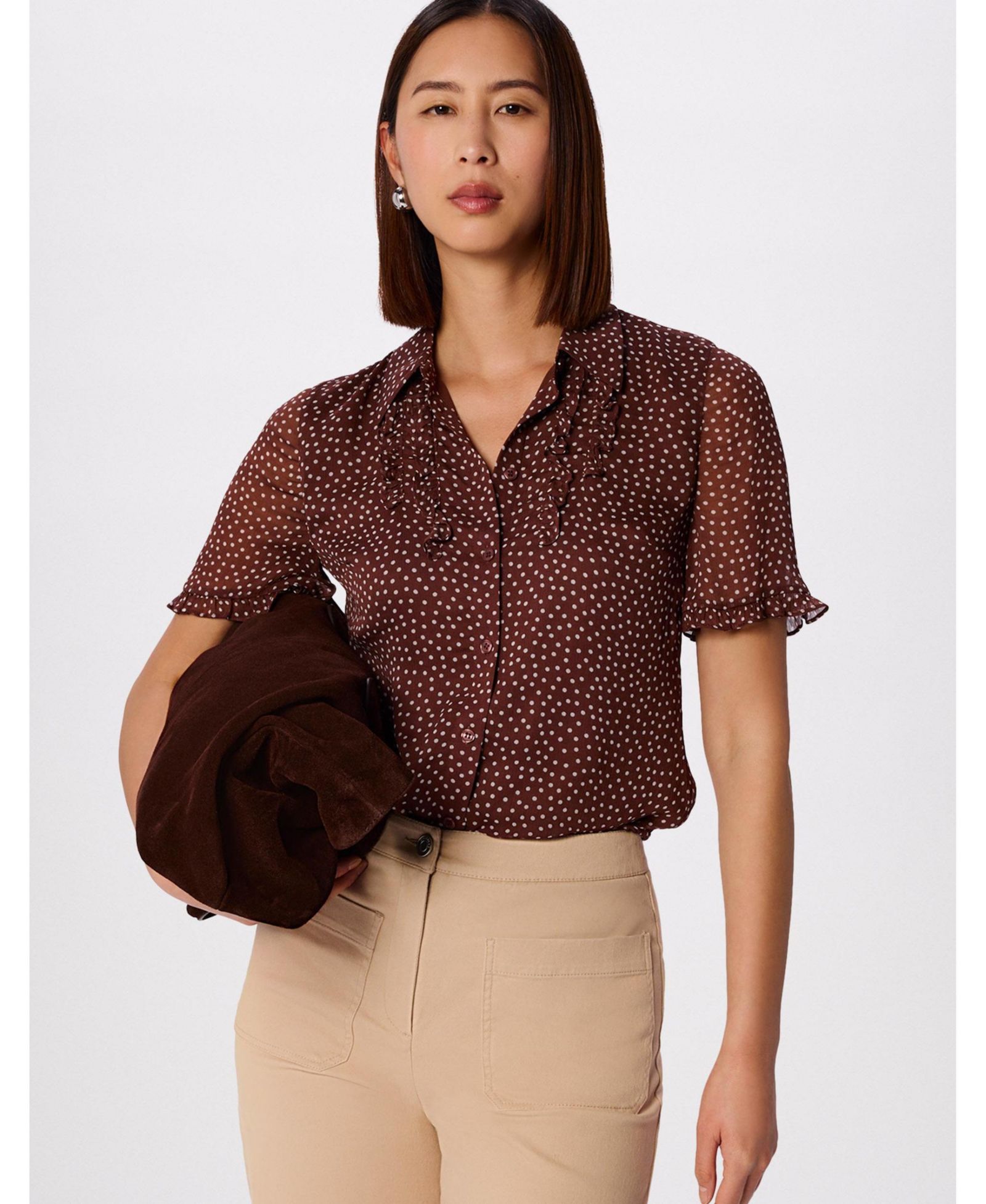Женская рубашка Whistles Polka Dot Sheer Sleeve