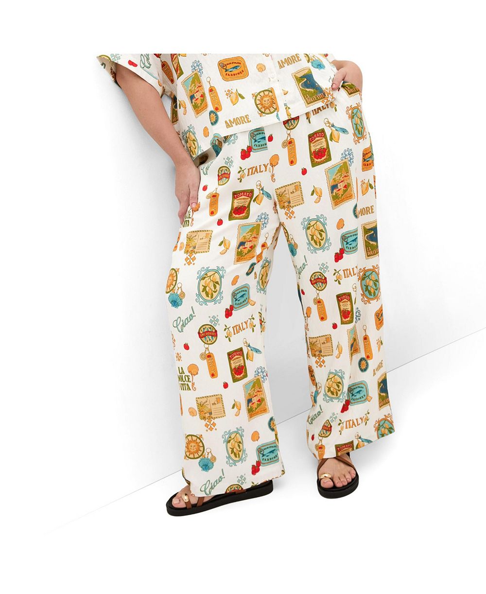 CITY CHIC Plus Size Amore Print Wide Leg Pant