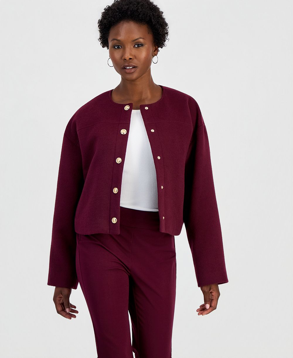I.N.C. International Concepts Petite Poly-Wool Blend Snap-Front Jacket, Macy's Exclusive