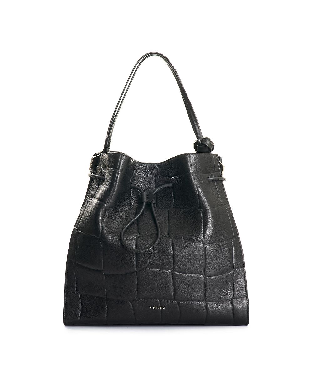 Velez Embossed Leather Tote Bag
