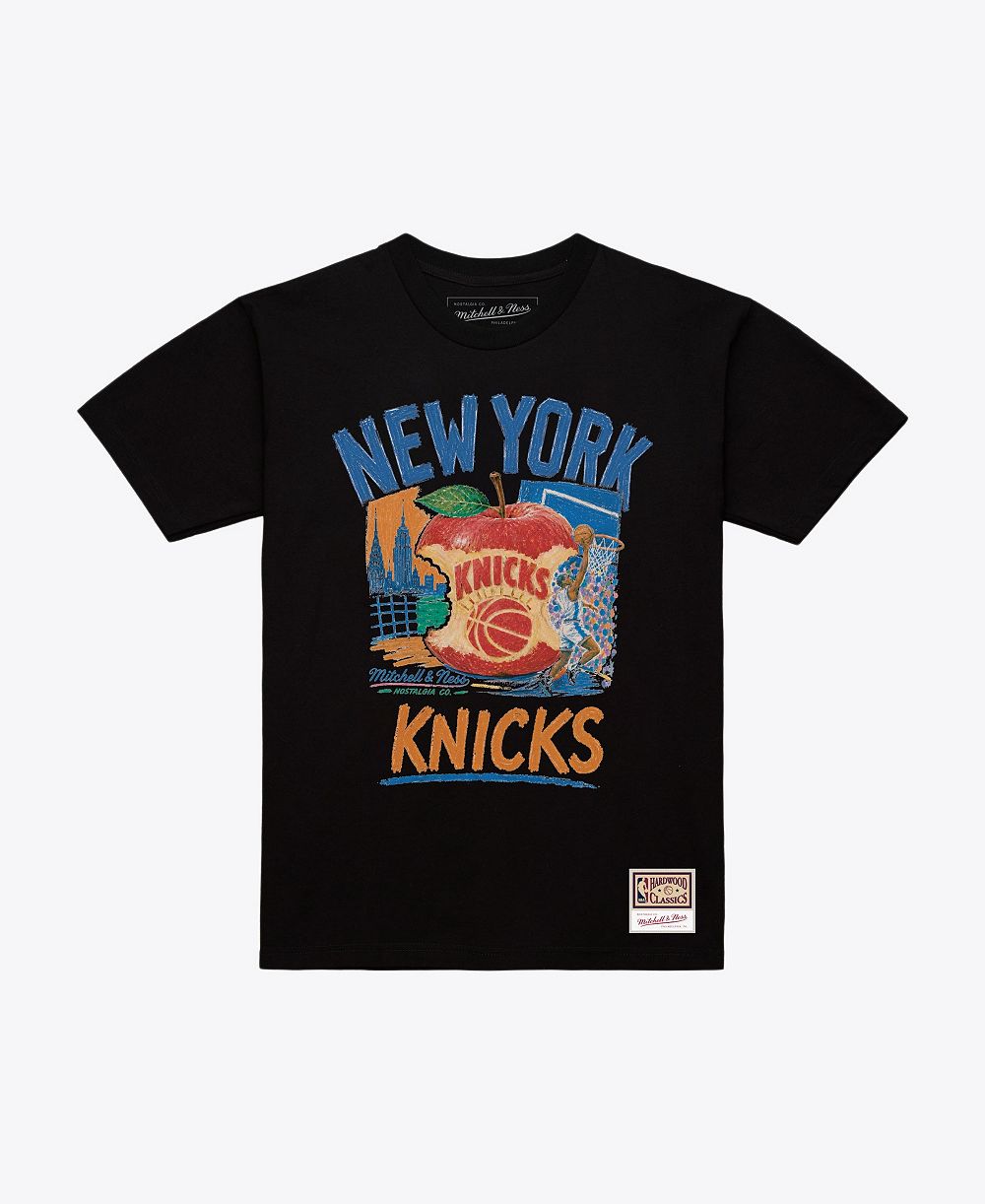 Mitchell & Ness Men's Mitchell Ness Black New York Knicks Concrete Apple T-Shirt