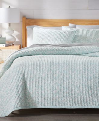 Charter Club Leaf Silhouette Blue 3-Pc. Quilt Set, King