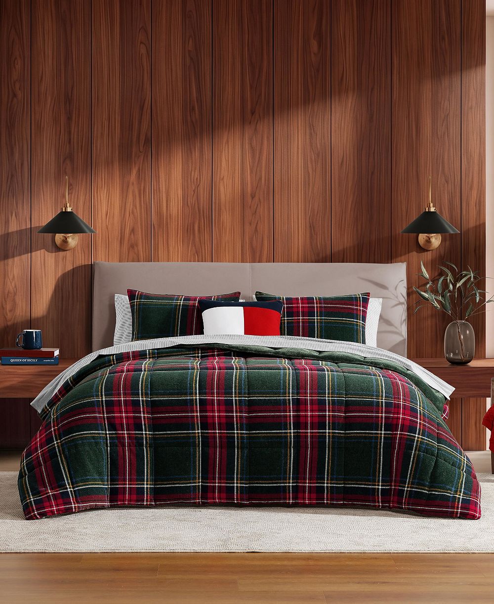 Tommy Hilfiger Devon Tartan Medium Warmth Yarn-Dyed Twill 3-Piece Comforter Set, Full/Queen