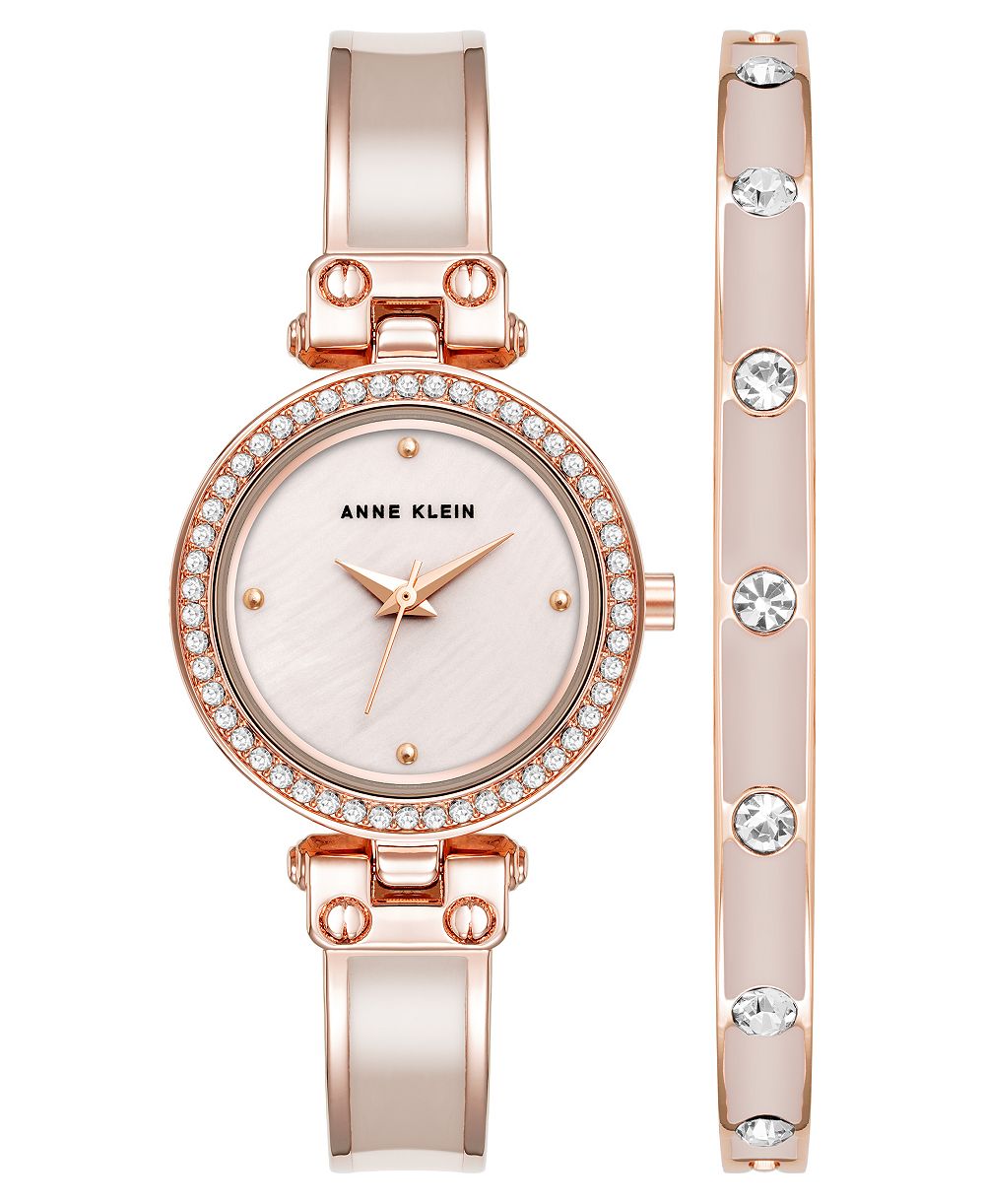 Женские кварцевые круглые часы Anne Klein Pink 28.1mm x 33.8mm